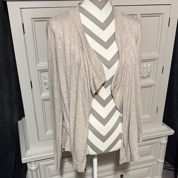 Verve Ami Sweaters - Verve Ami Cream/ Tan Women's Open Front Cardigan Size Medium